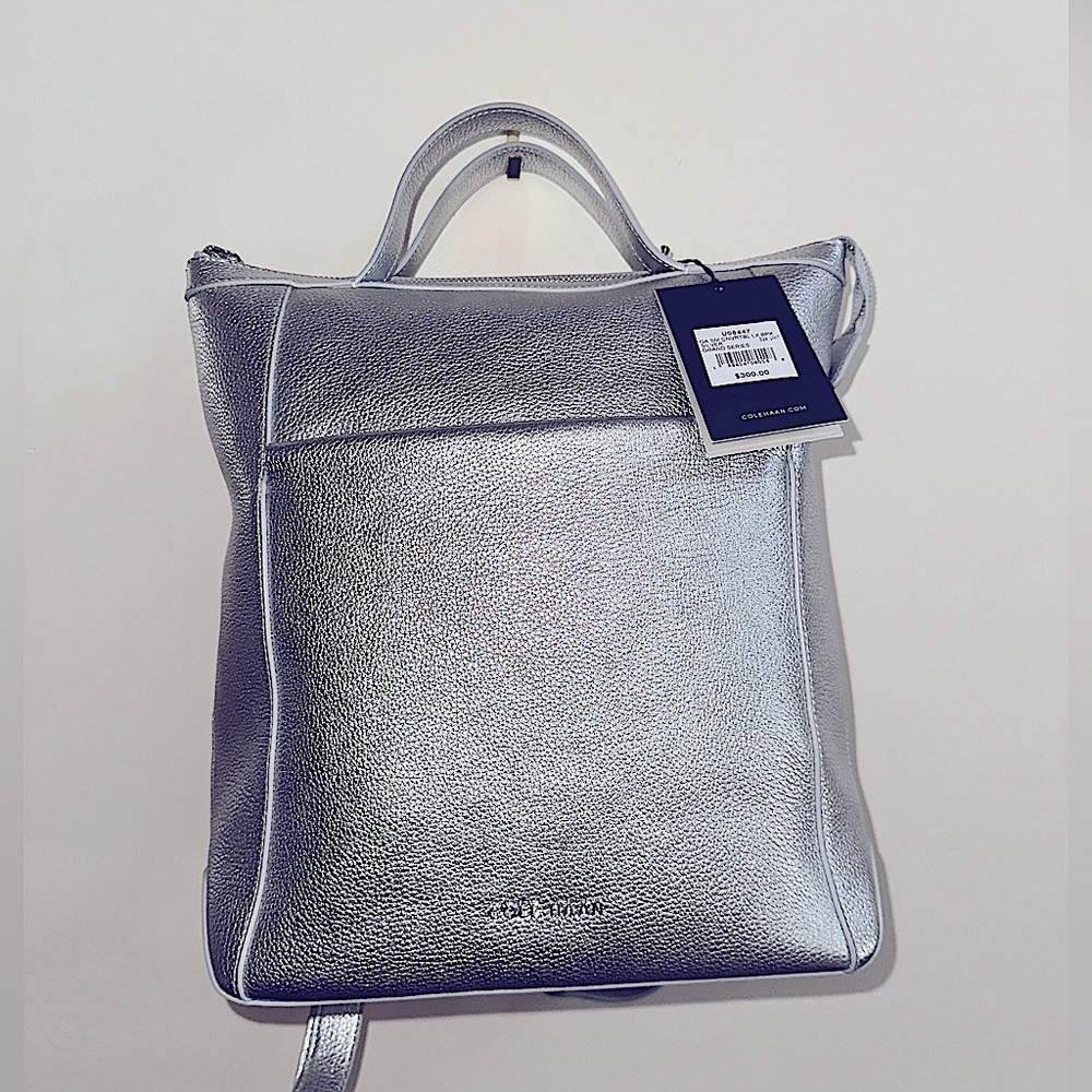 Cole Haan Grand Ambition Convertible Backpack - Silver - Brand New